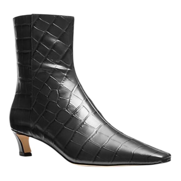 Michael Kors Women's Cosmo Croc Embossed Kitten Heel Booties Black Size 6 1/2 - Picture 1 of 3